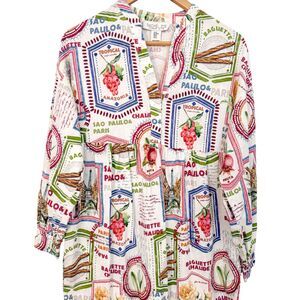 Rachel Zoe Linen Blend "Paris" Scenes Summer Oversized Shift Dress NWOT Unique